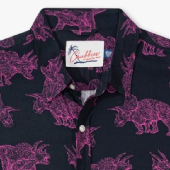 CHUBBIES Men's The Pink Triceratop (Rayon Full-Button) - L - Picture 8 of 12